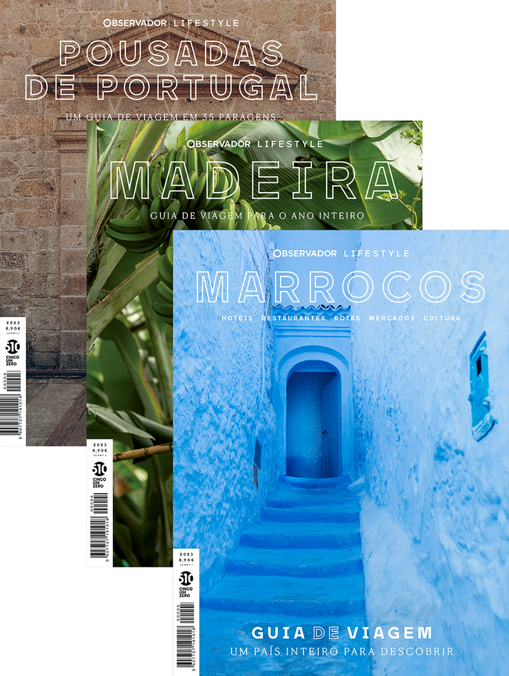 Pack de 3 guias de viagem Observador Lifestyle: Pousadas de Portugal, Madeira e Marrocos